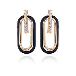 Guess Essentials Gold-Tone & Jet Oval Drop Earrings