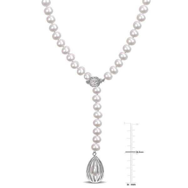 Gemstone Classics&#8482; Sterling Silver Pearl Drop Necklace