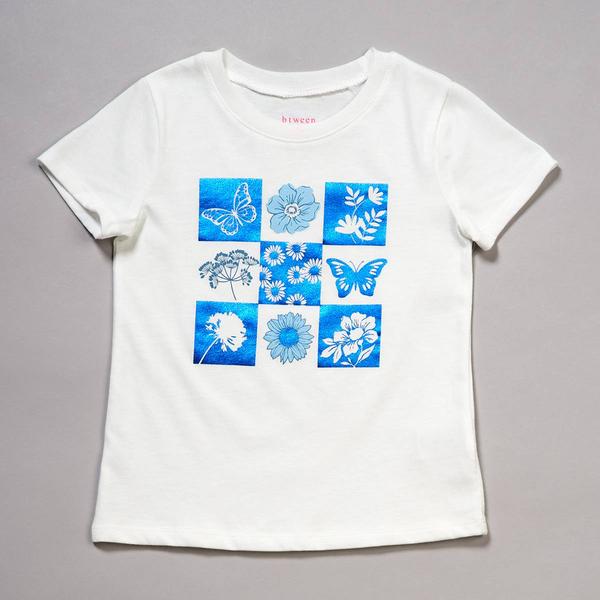 Girls (4-6x) BTween(R) Short Sleeve Butterfly Foil Graphic Tee - image 