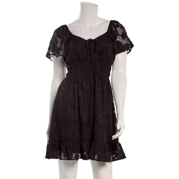 Juniors Jolt Burnout Jacquard Flutter Sleeve V-Neck Skater Dress - image 