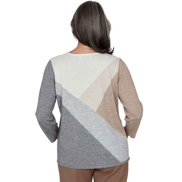 Petite Alfred Dunner Regent Street Studded Color Block Sweater