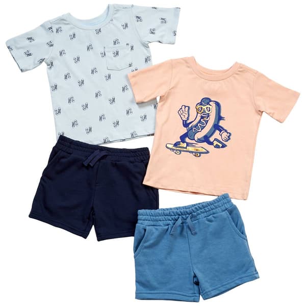 Toddler Boy Stitch & Stone 4pc. Skateboard Print Tee & Shorts Set - image 