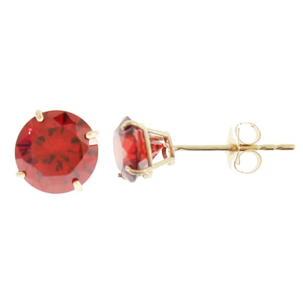 Gemstone Classics&#40;tm&#41; 14kt. Gold & Garnet 6mm Stud Earrings - image 