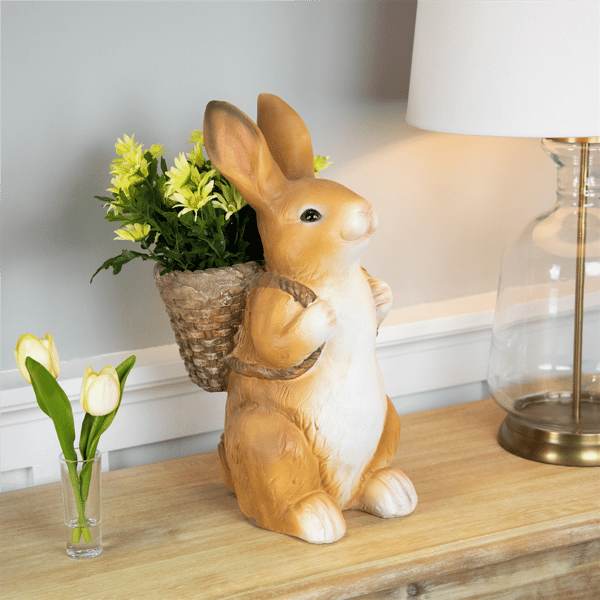 Northlight Standing Bunny Carrying a Basket Garden Statue