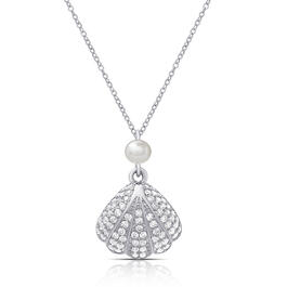Sterling Silver Pearl Seashell Pendant Necklace