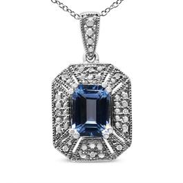 Haus of Brilliance Sterling Silver Blue Topaz Pendant Necklace