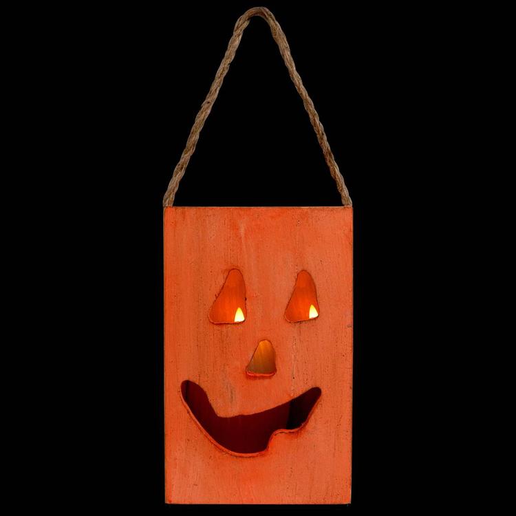 Northlight Seasonal 8in. Large Wood Jack O Lantern Candle Lantern
