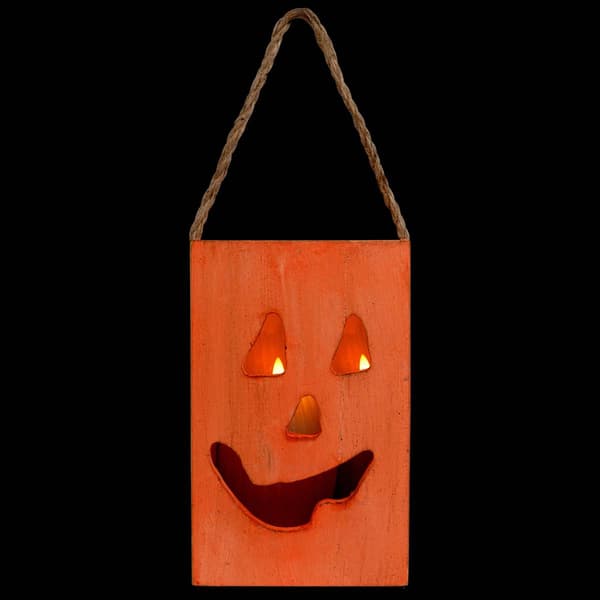 Northlight Seasonal 8in. Large Wood Jack O Lantern Candle Lantern