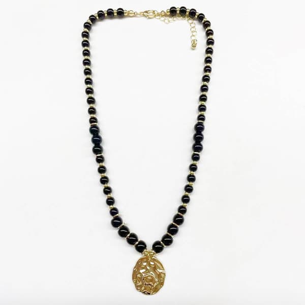 Ashley Cooper(tm) Gold-Tone & Black Beaded Pendant Necklace - image 