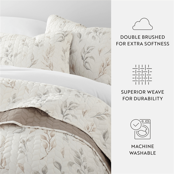 Soft Essentials Ultra Soft Botanical Reversible Quilt Set
