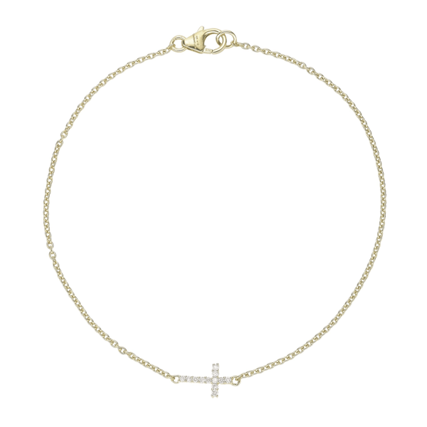 Brilliant Grown 18kt Gold-Plated Lab-Grown Diamond Cross Bracelet