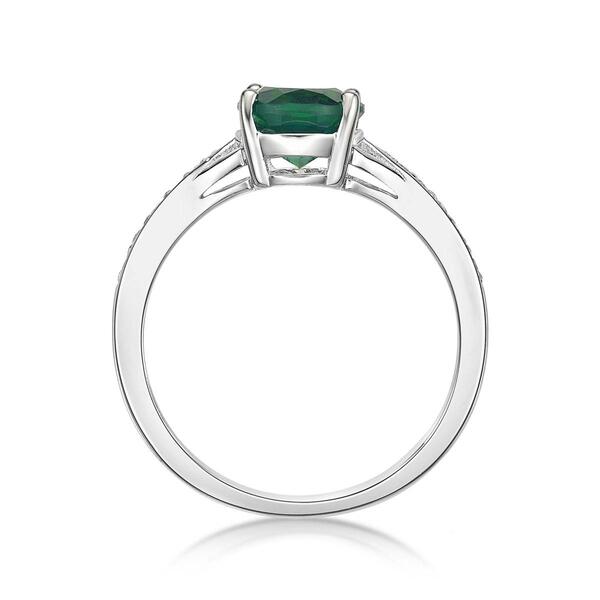 Sterling Silver Ring w/ Created Emerald & White Topaz Gemstones