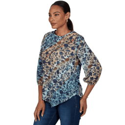 Petite Ruby Rd. Mythical Floral Ombre Asymmetric Hem Blouse