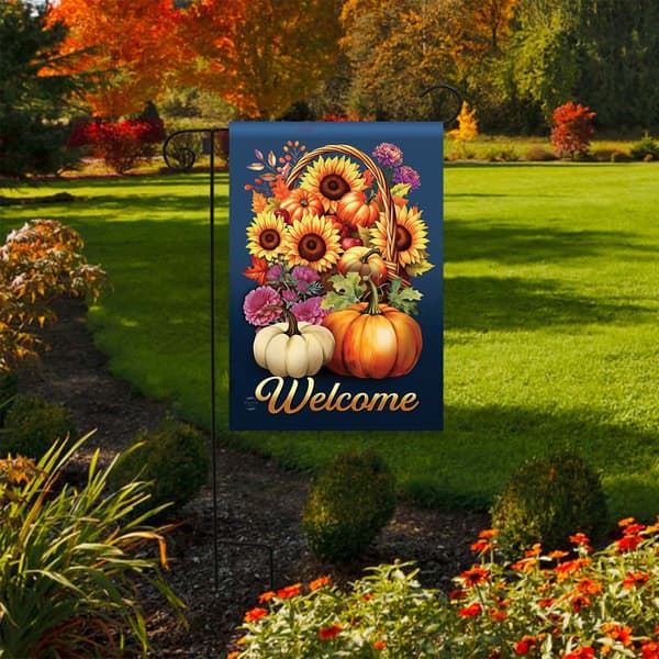 Briarwood Lane Fall Basket Welcome Garden Flag