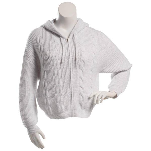 Juniors No Comment Zip Up Cable Hoodie Sweater Jacket - image 