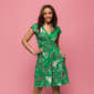 Womens 24/7 Comfort Apparel Green Floral V-Neck Pocket Dress - image 4