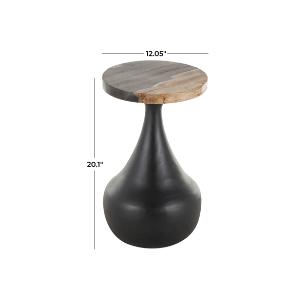 9th & Pike® Contemporary Black Teak Wood Accent Table