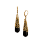 1928 Gold-Tone Jet Bead Elongated Drop Earrings - image 1