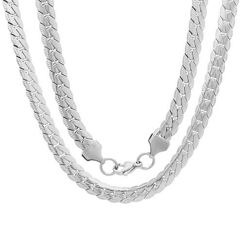 Mens Steeltime Stainless Steel Flat Curb Chain Necklace - image 