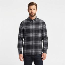 Mens Chaps Double Brush Stretch Flannel Shirt - Steel Grey