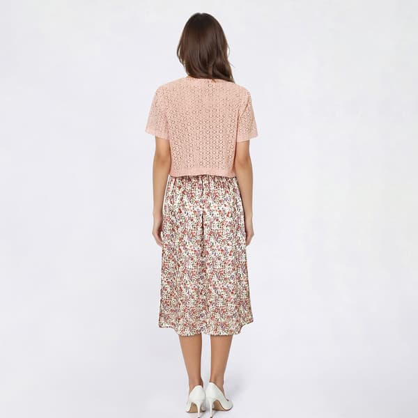 Womens Perceptions Short Sleeve Floral Midi Jacket Dress