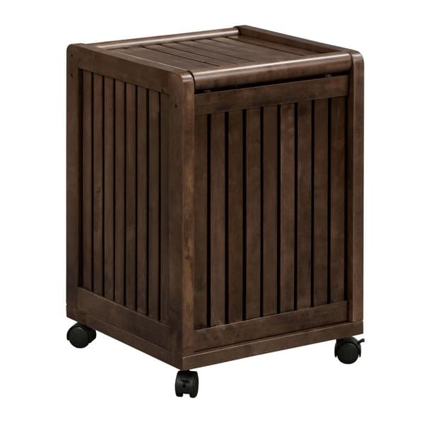 New Ridge Home Goods Abingdon Wood Laundry Hamper w/ Hinged Lid - image 