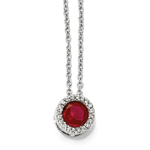 Sterling Ruby & CZ Pendant Necklace