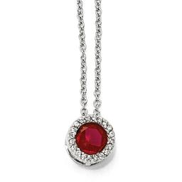 Sterling Ruby & Cubic Zirconia Pendant Necklace