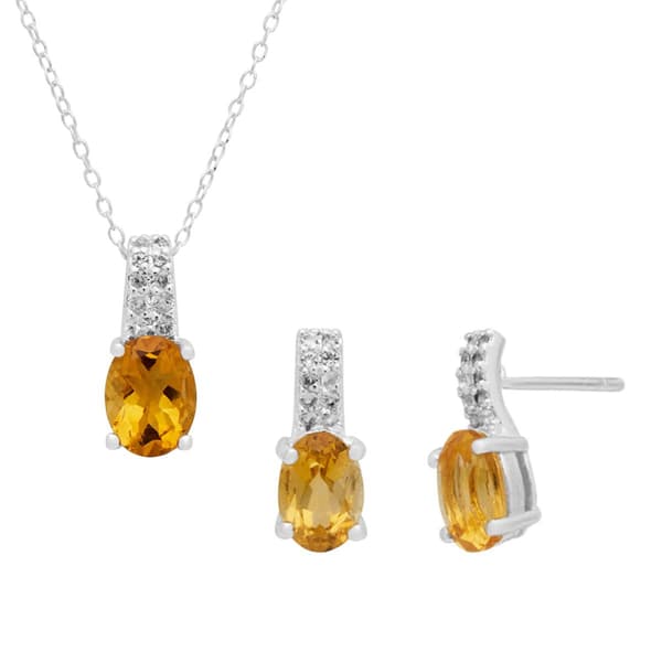 Marsala Sterling Silver Citrine & Lab Grown Sapphire Set - image 