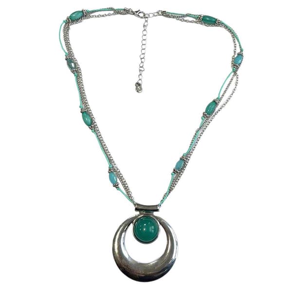 Ashley Cooper&#40;tm&#41; Beaded Necklace with Teal Cabachon Pendant - image 