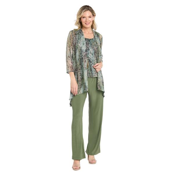Womens R&M Richards Print Metallic Crinkle Pant Set - image 