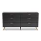 Baxton Studio Kelson Dark Grey & Gold Wood 6-Drawer Dresser - image 3