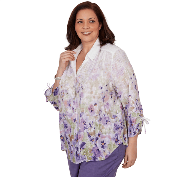 Plus Size Alfred Dunner Grand Bazaar Floral Button Down Blouse