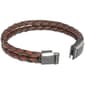 Mens Lynx Stainless Steel & Braided Brown Leather Bracelet - image 3