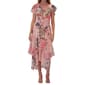 Womens Robbie Bee Short Sleeve Print Chiffon Drape Neck Dress - image 1
