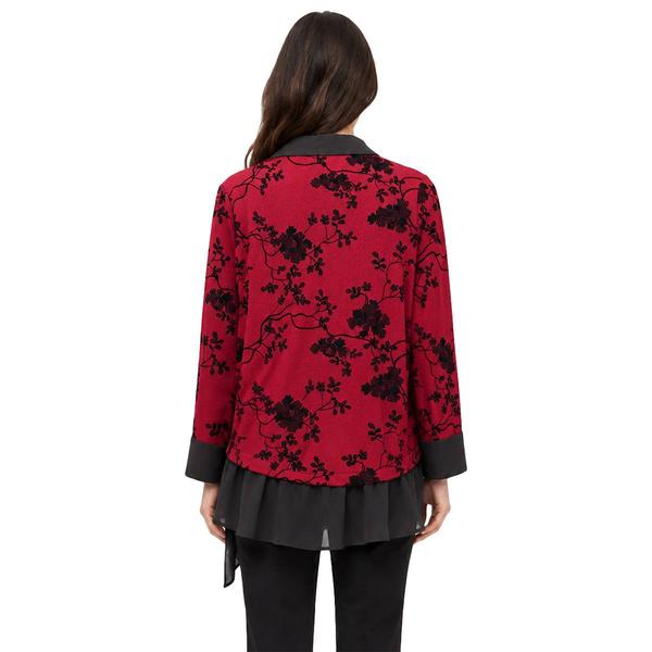 Womens Zac & Rachel Long Sleeve Two in One Floral Hacci Blouse