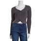 Juniors Pink Rose V-Neck Long Sleeve Button Front Cardigan - image 1
