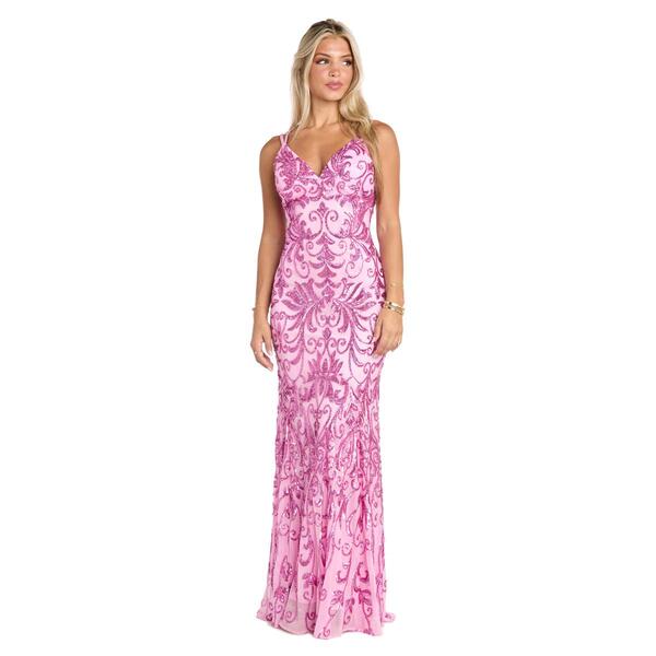 Juniors Morgan & Co. Sequin Contrast Sequin Lace-Up Sheath Dress - image 