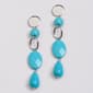 Ashley Cooper(tm) Rhodium-Tone Link Turquoise Drop Earrings - image 1