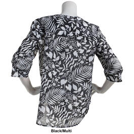 Womens Preswick &amp; Moore Elbow Sleeve Leafy Print Button Front Top