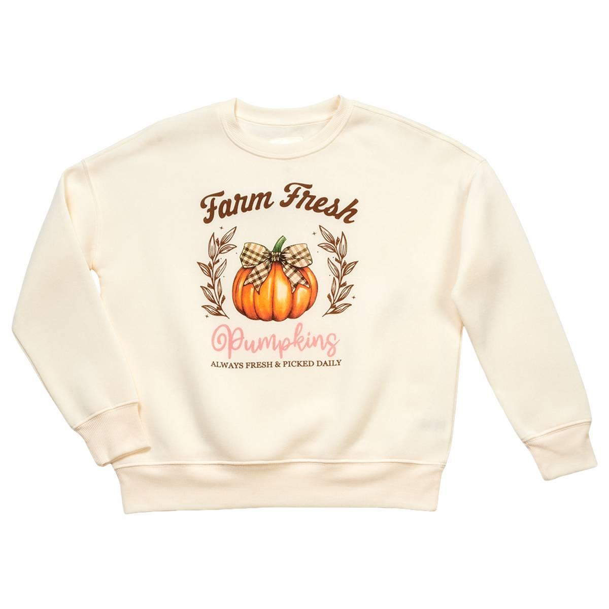 Girls (7-16) No Comment Long Sleeve Farm Fresh Crew Sweatshirt