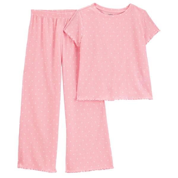 Girls Carter''s&#40;R&#41; 2pc. Ribbed Heart Lettuce Edge Pajama Set - image 