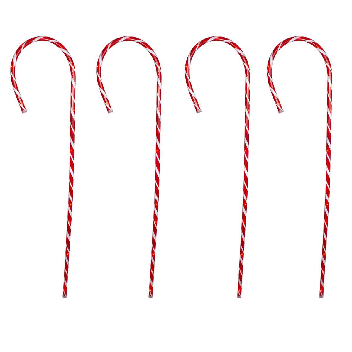 Hofert Striped Candy Cane Christmas Stakes - Set of 4