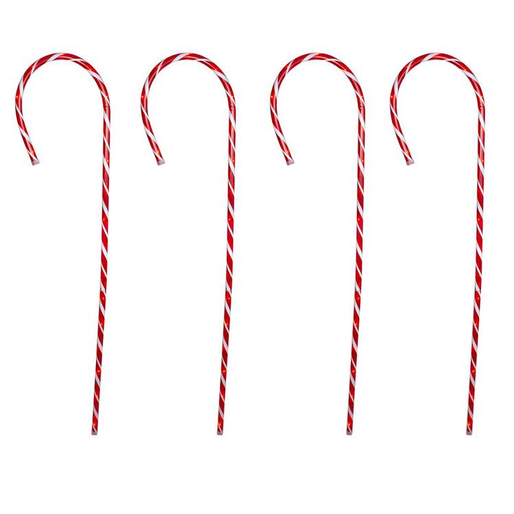 Hofert Striped Candy Cane Christmas Stakes - Set of 4