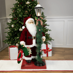 Northlight Animated & Musical Santa Claus Figure with Lamppost