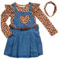 Girls (4-6x) Little Lass(R) 2pc. Leopard Top & Heart Denim Jumper - image 1