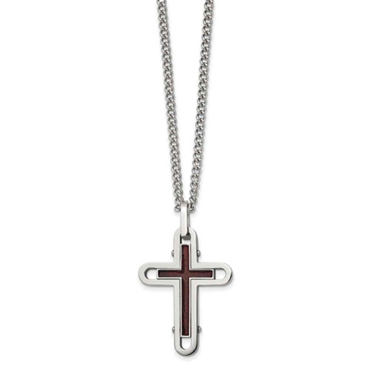 Mens Gentlemen’s Classics Wood with Enamel Overlay Cross...
