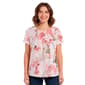Petite Calvin Klein Short Sleeve Pleat Neck Floral Blouse - image 1