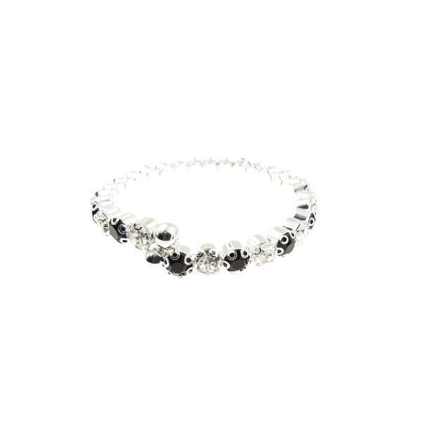 Rosa Rhinestones Round Clear & Black Cuff Bracelet - image 