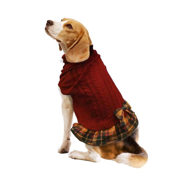 Best Furry Friends Cider Plaid Pet Sweater Dress - image 